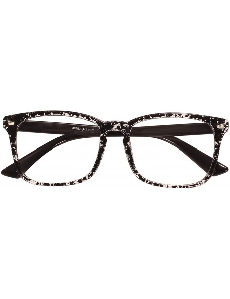 Square Plain Glasses Frame for Women Men non prescription Plastic full Frame Clear Lens - Ink Black - CD18QMSAQSA $10.66