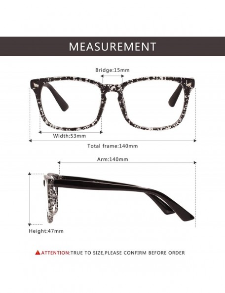 Square Plain Glasses Frame for Women Men non prescription Plastic full Frame Clear Lens - Ink Black - CD18QMSAQSA $10.66