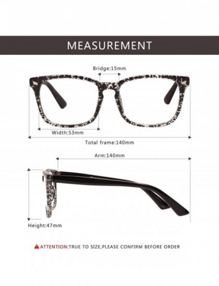 Square Plain Glasses Frame for Women Men non prescription Plastic full Frame Clear Lens - Ink Black - CD18QMSAQSA $10.66