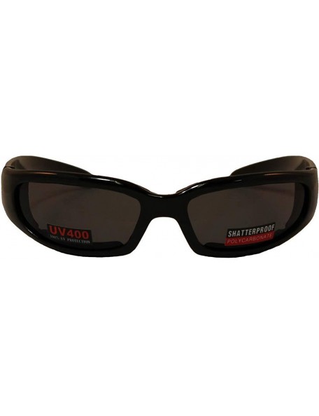 Sport Foam Padded Smoked Lens Sunglasses - Motorcycle/ATV/Sports Eyewear Matte Black Frame With Shatterproof Lenses - CT1120F...