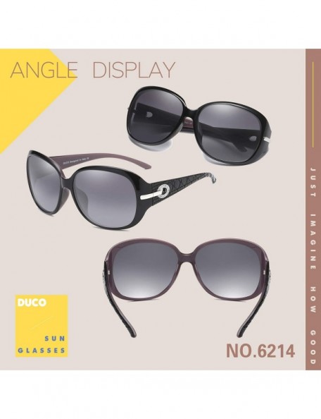 Round Women's Shades Classic Oversized Polarized Sunglasses 100% UV Protection 6214 - Purple Frame Gray Lens - C012DEVZJM7 $2...
