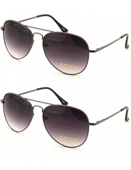 Aviator 2 Pairs Classic Tear Drop Aviator Sunglasses with 2 Storage Pouch - 100% UV Protection - Gunmetal - Black - CH182H5KZ...