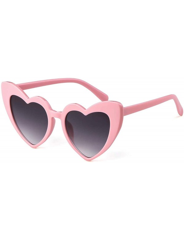 Goggle Clout Goggle Heart Sunglasses Retro Vintage Cat Eye Mod Style Kurt Cobain Glasses - Pink Frame Grey Lens - CA18G43373U...