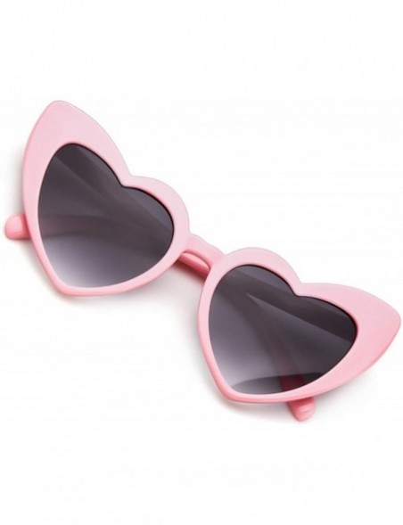 Goggle Clout Goggle Heart Sunglasses Retro Vintage Cat Eye Mod Style Kurt Cobain Glasses - Pink Frame Grey Lens - CA18G43373U...