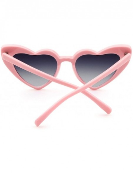 Goggle Clout Goggle Heart Sunglasses Retro Vintage Cat Eye Mod Style Kurt Cobain Glasses - Pink Frame Grey Lens - CA18G43373U...