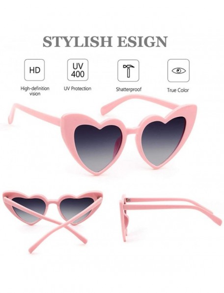 Goggle Clout Goggle Heart Sunglasses Retro Vintage Cat Eye Mod Style Kurt Cobain Glasses - Pink Frame Grey Lens - CA18G43373U...
