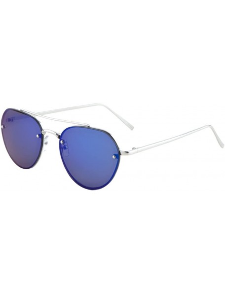 Oversized Large Rimless Aviator Sunglasses Mirror Lens Runway Fashion Mens Womens Eyewear - Blue/56mm - CT182EWN0MX $18.24