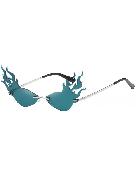 Goggle Unisex Vintage Fire Flame Sunglasses Rimess Sunglasses Novelty Sunglasses Clout Goggle Shades - Blue - CR1966TLYUO $8.46