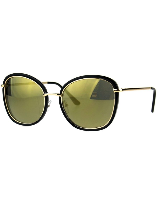 Square Womens Sunglasses Vintage Retro Design Square Frame Fashion Shades - Black (Gold Mirror) - CX187CUNLCZ $10.38