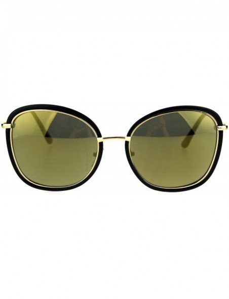 Square Womens Sunglasses Vintage Retro Design Square Frame Fashion Shades - Black (Gold Mirror) - CX187CUNLCZ $10.38