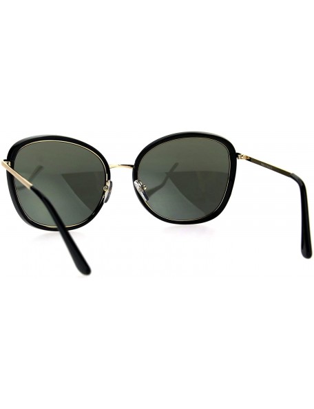 Square Womens Sunglasses Vintage Retro Design Square Frame Fashion Shades - Black (Gold Mirror) - CX187CUNLCZ $10.38