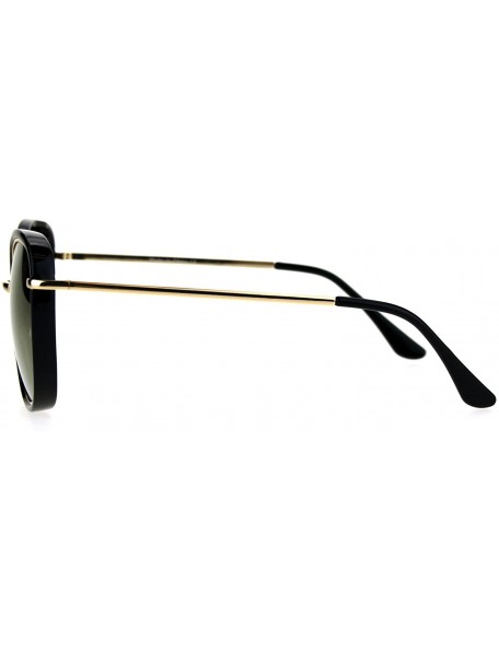 Square Womens Sunglasses Vintage Retro Design Square Frame Fashion Shades - Black (Gold Mirror) - CX187CUNLCZ $10.38