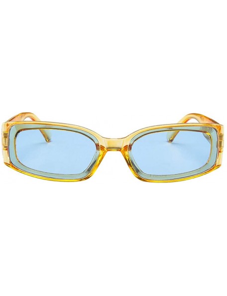 Wrap Classic Rectangle Small Full Frame Sunglasses For Women Unisex Adults - Yellow - CG196MC09K2 $8.26