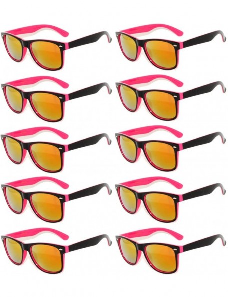 Rectangular Retro Vintage Two Tone Sunglasses Multicolor Mirror Lens 10 Pairs - 10 Pairs_pink - CJ184QSM476 $22.82