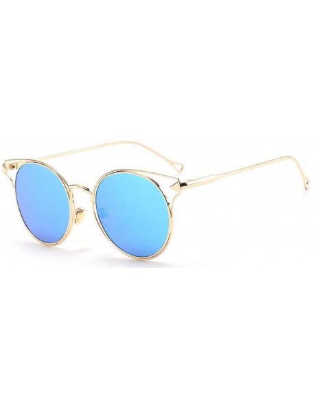 Cat Eye Classic Sunglasses Protection Vacation - Blue - CL1997M2AWK $49.65