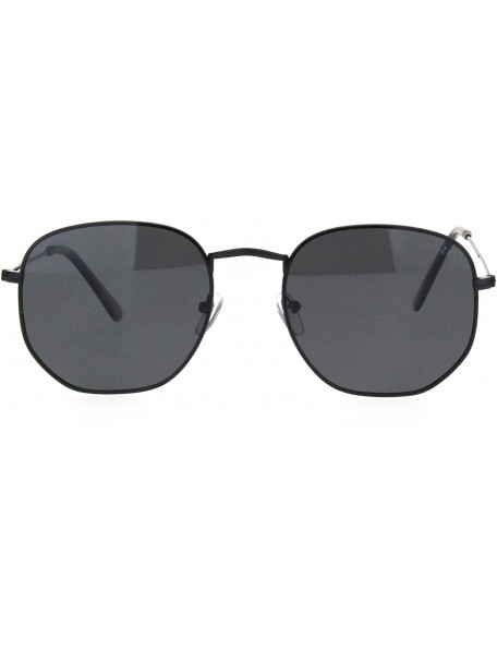Rectangular Polarized Lens Mens Rectangular Metal Rim Retro Dad Sunglasses - All Black - CI18Q79IT2G $11.31