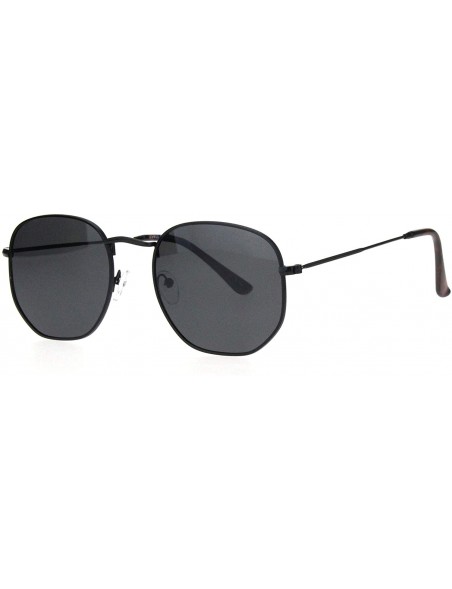 Rectangular Polarized Lens Mens Rectangular Metal Rim Retro Dad Sunglasses - All Black - CI18Q79IT2G $11.31