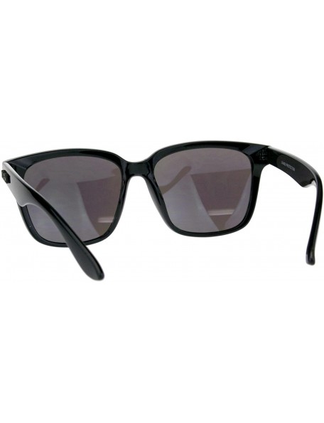 Square KUSH Sunglasses Unisex Black Square Frame Mirrored Lens UV 400 - Shiny Black (Teal Mirror) - CA18CGI9CZN $11.05