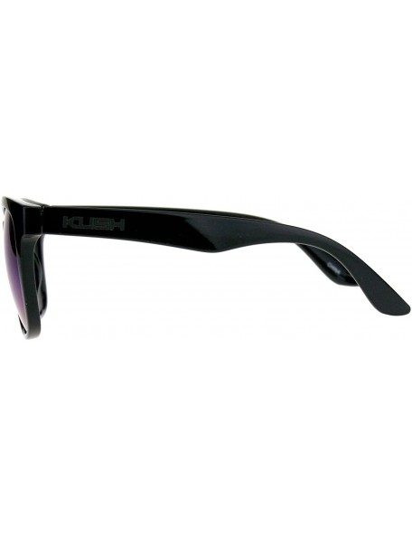 Square KUSH Sunglasses Unisex Black Square Frame Mirrored Lens UV 400 - Shiny Black (Teal Mirror) - CA18CGI9CZN $11.05