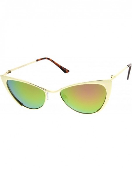 Cat Eye Womens Fashion Full Metal Color Mirrored Lens Cat Eye Sunglasses - Gold Magenta - CC11V1ZNLZL $7.80