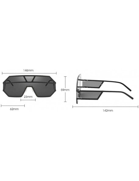 Goggle Hot New Polygon Frame Unisex Designer Driving Mirror Sunglasses For women Goggles One-piece Sunglasses - Black - CV18N...