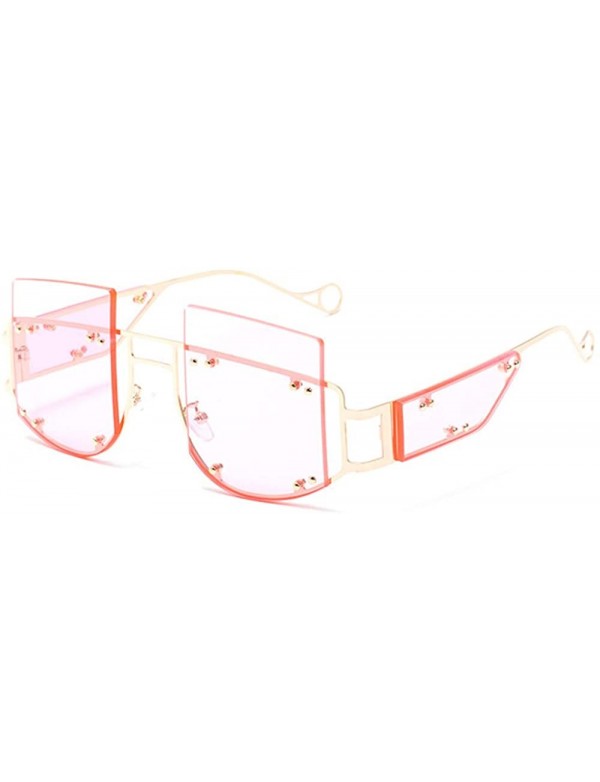 Rimless Flat top Sunglasses rivet sunglasses retro square sunglaases for women Rihanna Sunglasses - 2 - C6193N4NHD7 $15.93