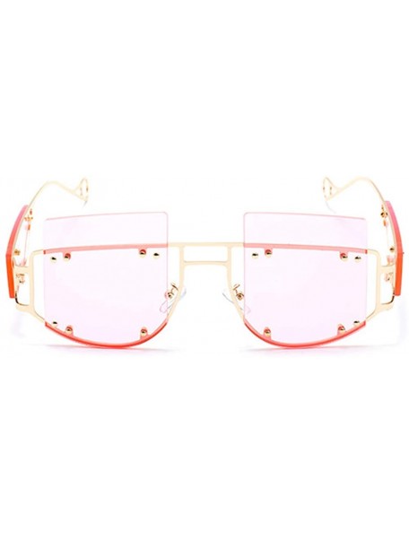 Rimless Flat top Sunglasses rivet sunglasses retro square sunglaases for women Rihanna Sunglasses - 2 - C6193N4NHD7 $15.93