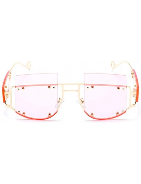 Rimless Flat top Sunglasses rivet sunglasses retro square sunglaases for women Rihanna Sunglasses - 2 - C6193N4NHD7 $15.93