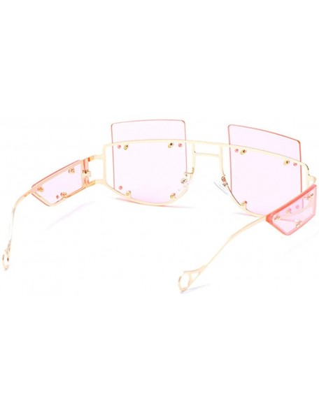 Rimless Flat top Sunglasses rivet sunglasses retro square sunglaases for women Rihanna Sunglasses - 2 - C6193N4NHD7 $15.93
