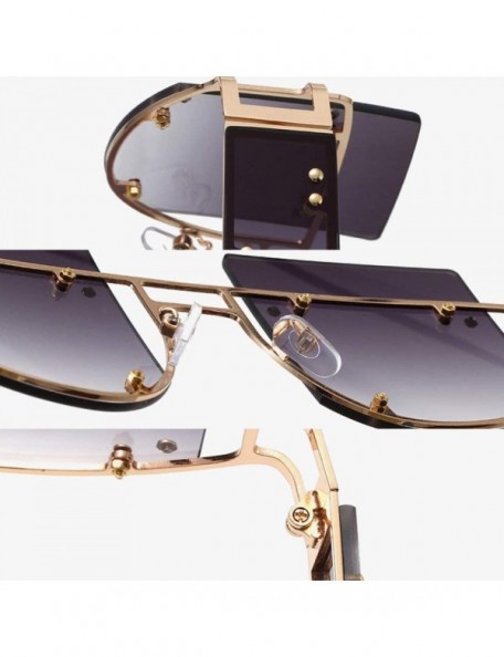 Rimless Flat top Sunglasses rivet sunglasses retro square sunglaases for women Rihanna Sunglasses - 2 - C6193N4NHD7 $15.93