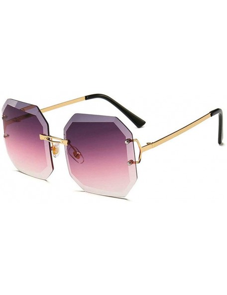 Square Fashion New Diamond Rimless Cut Edge Square Sunglasses Brand Designer Trimmed women glasses - Pink - CV18WXMXENK $12.13