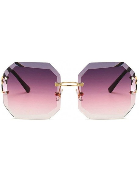 Square Fashion New Diamond Rimless Cut Edge Square Sunglasses Brand Designer Trimmed women glasses - Pink - CV18WXMXENK $12.13