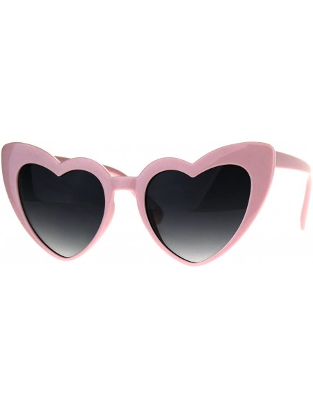 Cat Eye Womens Cat Eye Heart Shape Retro Goth Plastic Sunglasses - Pink Smoke - CY180H95RMZ $8.28