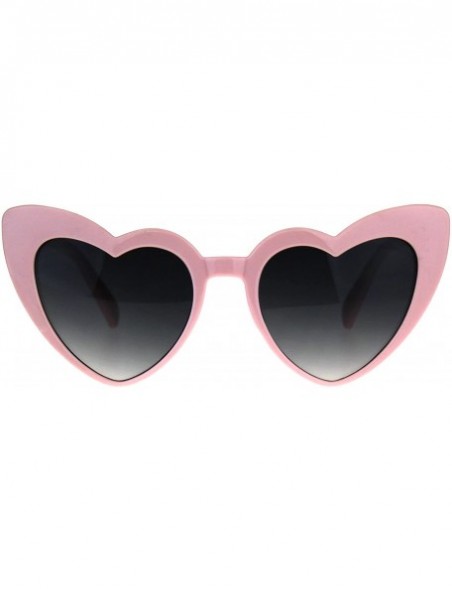 Cat Eye Womens Cat Eye Heart Shape Retro Goth Plastic Sunglasses - Pink Smoke - CY180H95RMZ $8.28