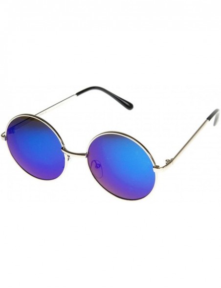 Round Mid Sized Metal Lennon Style Flash Mirror Round Sunglasses (Silver Ice) - CQ11JV5SKVX $9.95