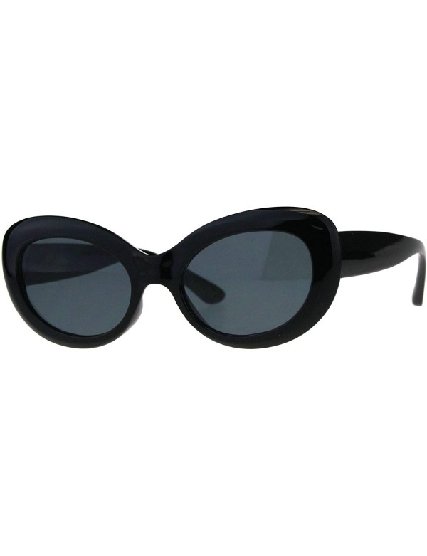 Oval Womens Sunglasses Oval Cateye Vintage Fashion Frame UV 400 - Black (Black) - CU18KZE04KG $8.20