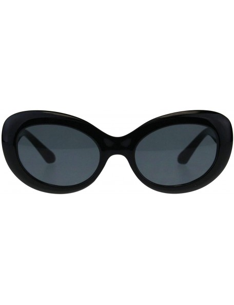 Oval Womens Sunglasses Oval Cateye Vintage Fashion Frame UV 400 - Black (Black) - CU18KZE04KG $8.20