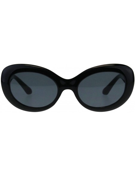 Oval Womens Sunglasses Oval Cateye Vintage Fashion Frame UV 400 - Black (Black) - CU18KZE04KG $8.20