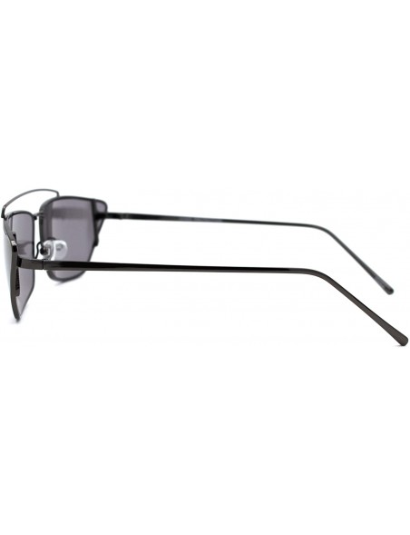 Cat Eye Womens Retro Flat Top Wide Cat Eye Metal Rim Sunglasses - Gunmetal Gold Mirror - CN18UOES2NY $10.13