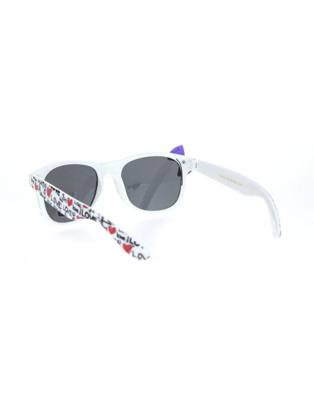 Rectangular Girls Fun Cute Pattern Bow Trim Plastic Horn Rim Sunglasses - Love Purple Bow - CP18N7TH7O3 $9.53