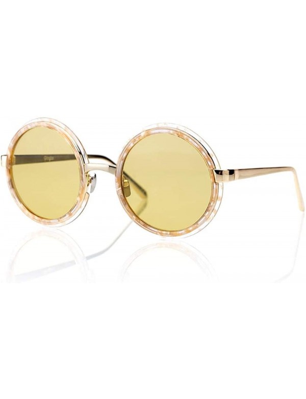 Aviator Steampunk Sunglasses Women Eye Googles Retro Acetate Alloy Glasses Gold - Yellow - C218YZSH8X0 $48.24