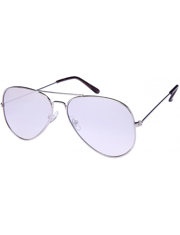 Aviator Classic Pilot Style Metal Premium Aviator Sunglasses with Flat Colored Lens for Women Men 100% UV Protection 1107 - C...