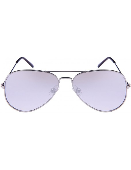 Aviator Classic Pilot Style Metal Premium Aviator Sunglasses with Flat Colored Lens for Women Men 100% UV Protection 1107 - C...