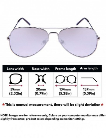Aviator Classic Pilot Style Metal Premium Aviator Sunglasses with Flat Colored Lens for Women Men 100% UV Protection 1107 - C...