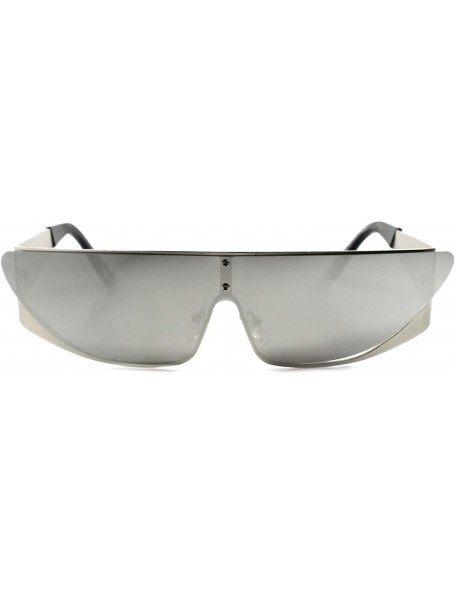 Wrap Retro Futuristic Sci-Fi Party Rave Costume Mirrored Lens Sunglasses - Silver - CP1893276G9 $10.89