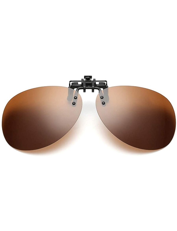 Rimless Clip-on Sunglasses Flip-up Polarized UV-Protection Unisex Rimless Round Sunglasses - Oversized - Brown - C618W7HKXW2 ...