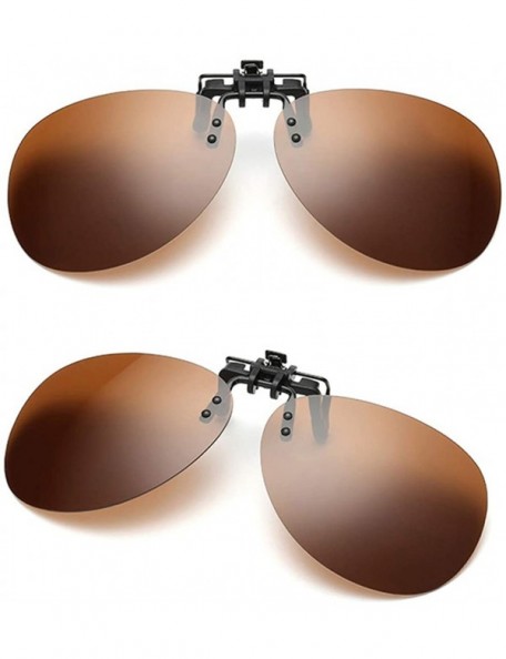 Rimless Clip-on Sunglasses Flip-up Polarized UV-Protection Unisex Rimless Round Sunglasses - Oversized - Brown - C618W7HKXW2 ...