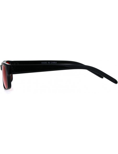 Rectangular Mens Hippie Groovy Color Lens Narrow Rectangular Black Plastic Sunglasses - Red - CR180AQ60U9 $9.56