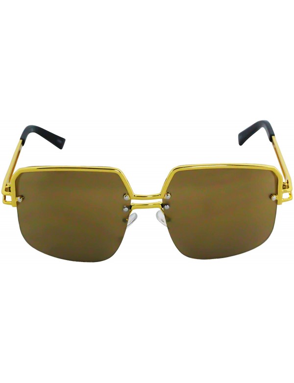 Square Design Double Bridge Square Metal Frame Vintage Fashion Sunglasses - Gold - C518TLDSXGT $8.55