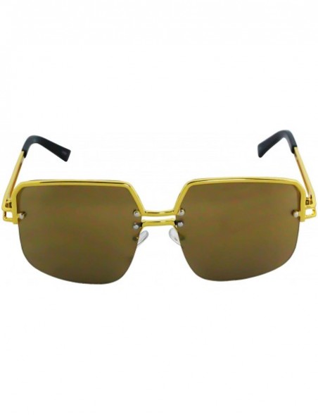 Square Design Double Bridge Square Metal Frame Vintage Fashion Sunglasses - Gold - C518TLDSXGT $8.55